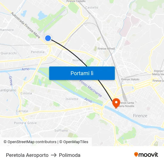 Peretola Aeroporto to Polimoda map
