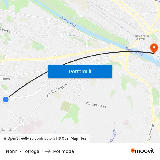 Nenni - Torregalli to Polimoda map