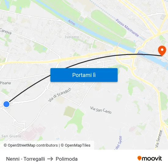 Nenni - Torregalli to Polimoda map