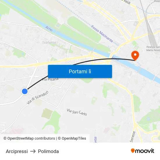 Arcipressi to Polimoda map
