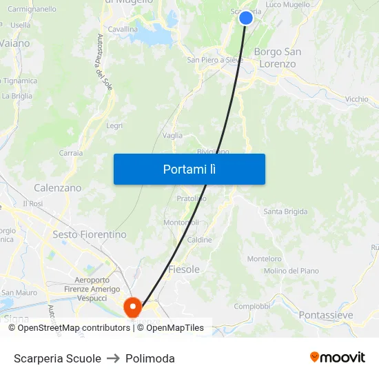 Scarperia Scuole to Polimoda map