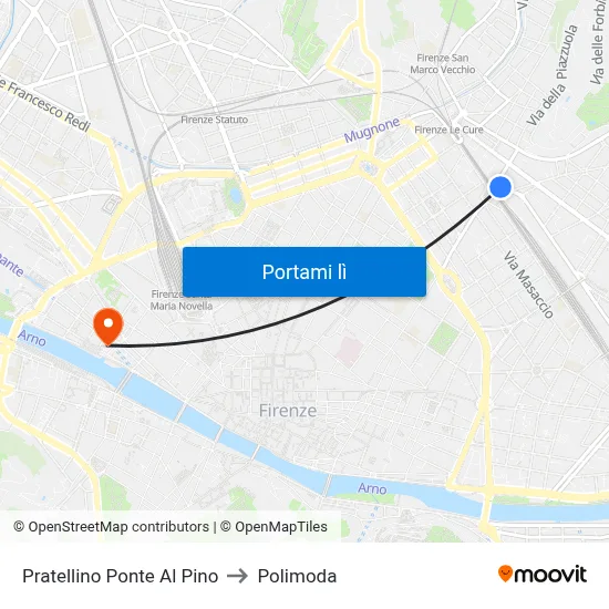Pratellino Ponte Al Pino to Polimoda map