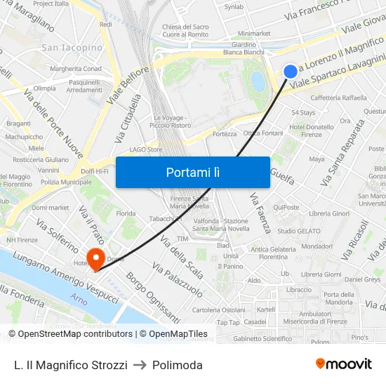 L. Il Magnifico Strozzi to Polimoda map
