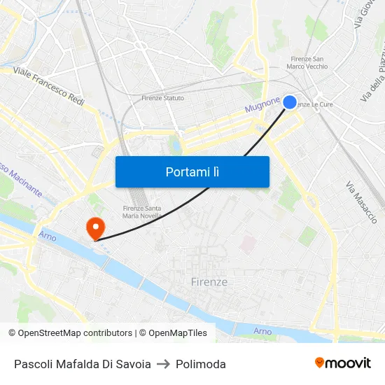 Pascoli Mafalda Di Savoia to Polimoda map