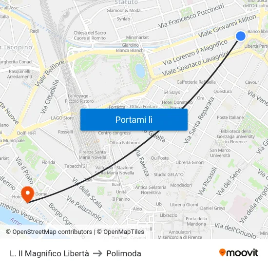 L. Il Magnifico Libertà to Polimoda map