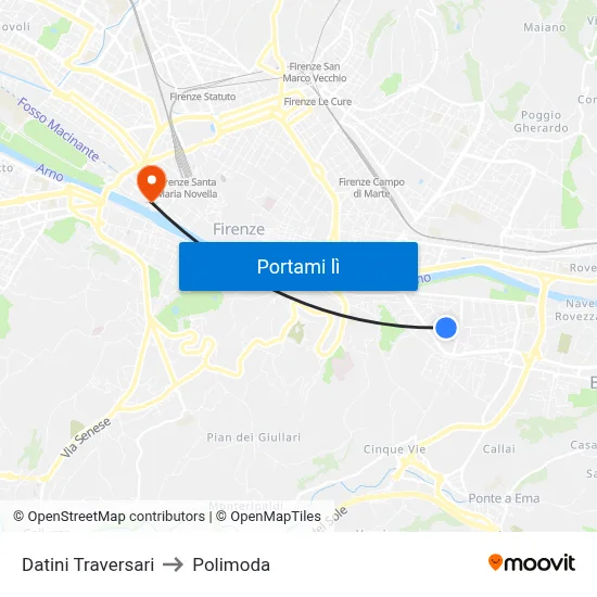 Datini Traversari to Polimoda map