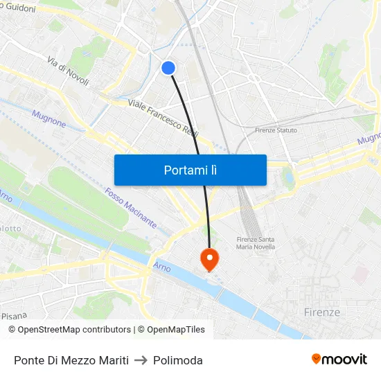 Ponte Di Mezzo Mariti to Polimoda map