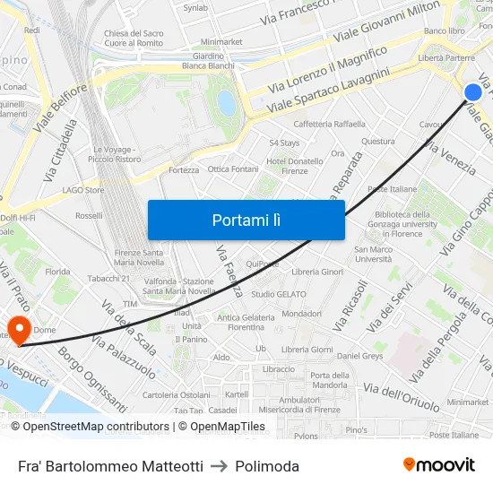 Fra' Bartolommeo Matteotti to Polimoda map