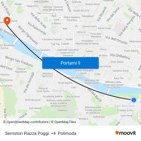 Serristori Piazza Poggi to Polimoda map
