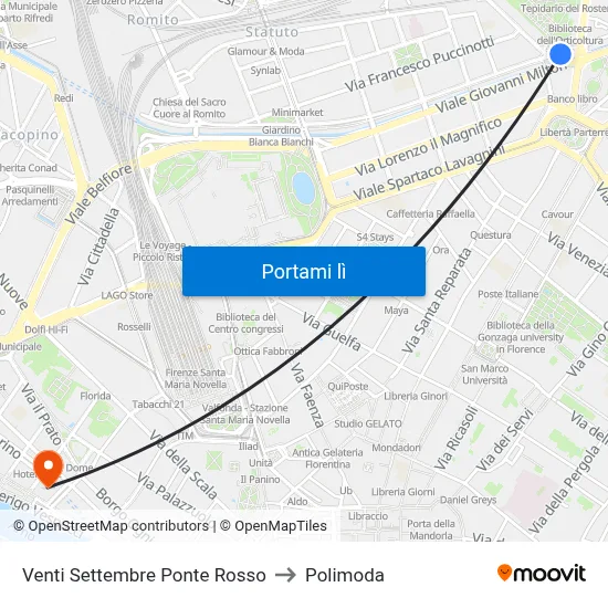 Venti Settembre Ponte Rosso to Polimoda map