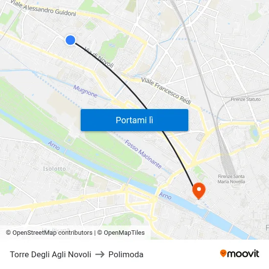 Torre Degli Agli Novoli to Polimoda map