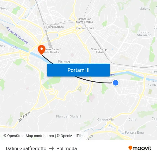 Datini Gualfredotto to Polimoda map