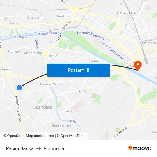 Pacini Bassa to Polimoda map