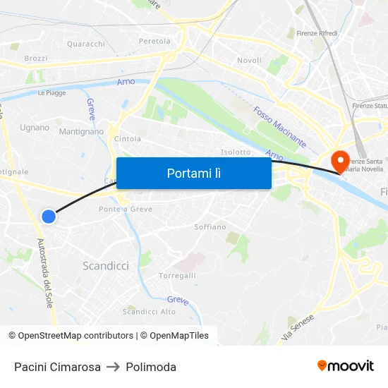 Pacini Cimarosa to Polimoda map