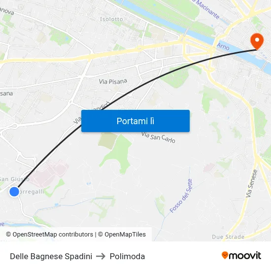 Delle Bagnese Spadini to Polimoda map