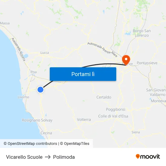 Vicarello Scuole to Polimoda map