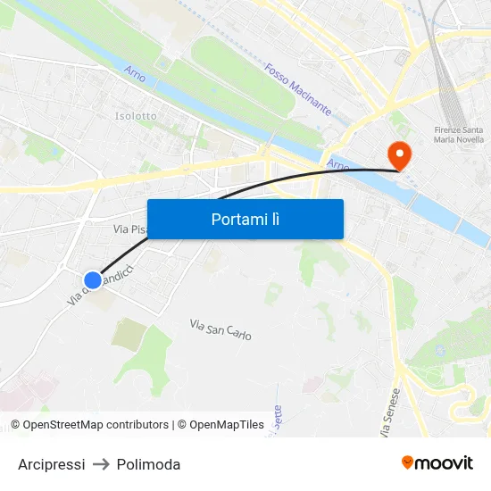 Arcipressi to Polimoda map