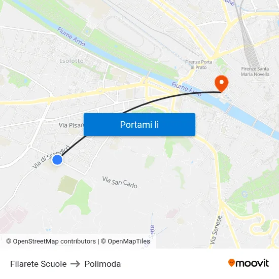 Filarete Scuole to Polimoda map