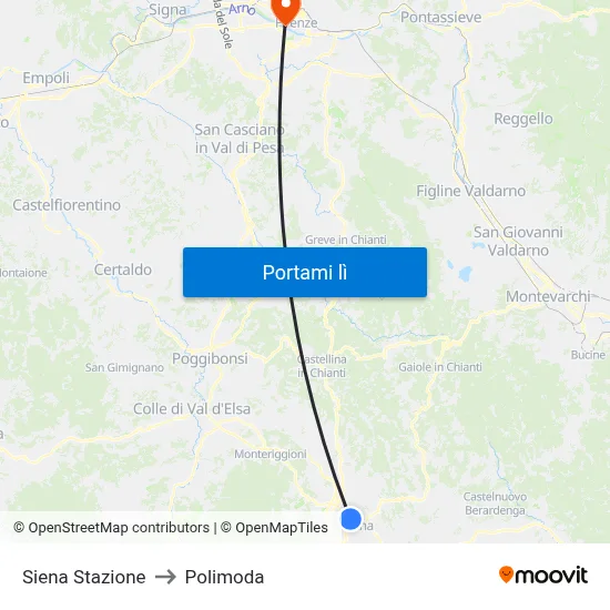 Siena Stazione to Polimoda map