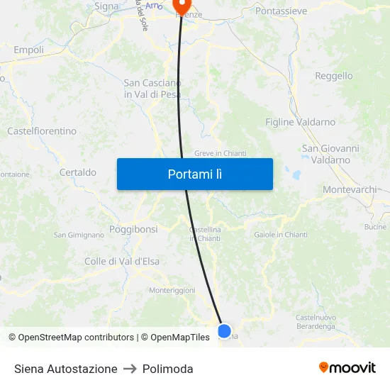 Siena Autostazione to Polimoda map