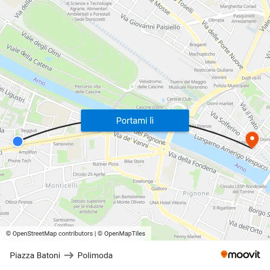 Piazza Batoni to Polimoda map