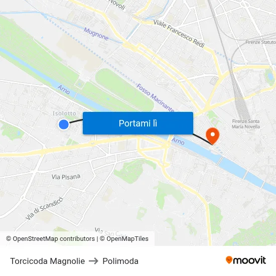 Torcicoda Magnolie to Polimoda map
