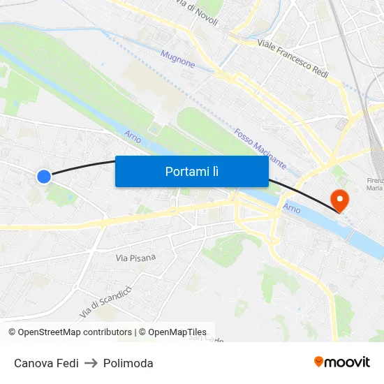 Canova Fedi to Polimoda map