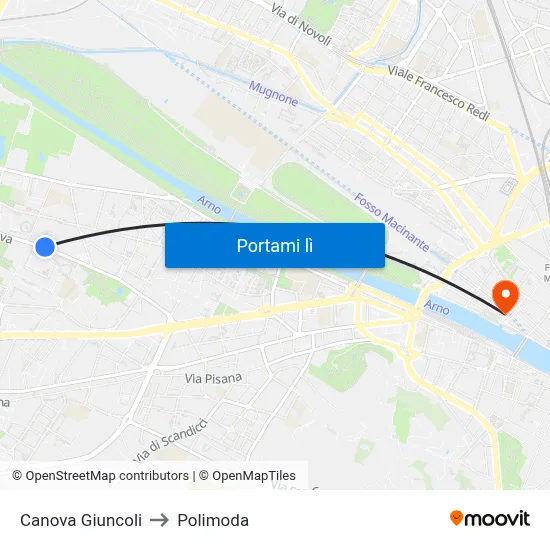 Canova Giuncoli to Polimoda map