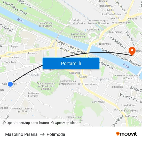 Masolino Pisana to Polimoda map