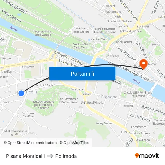 Pisana Monticelli to Polimoda map