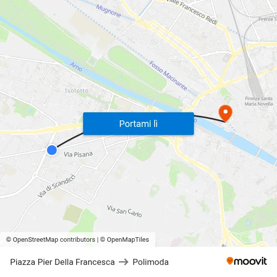 Piazza Pier Della Francesca to Polimoda map