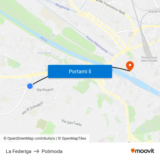 La Federiga to Polimoda map