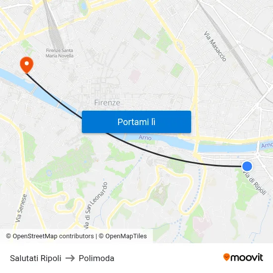Salutati Ripoli to Polimoda map