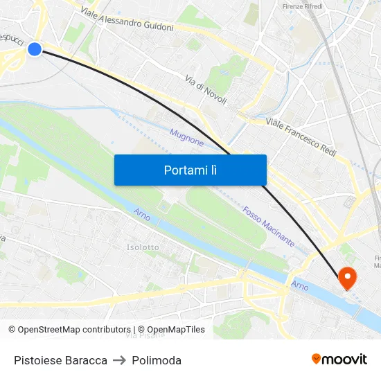 Pistoiese Baracca to Polimoda map