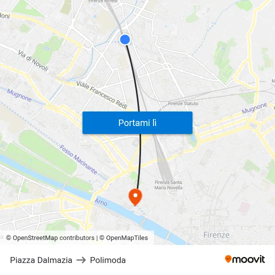 Piazza Dalmazia to Polimoda map