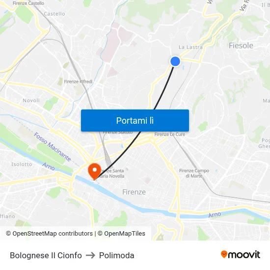 Bolognese Il Cionfo to Polimoda map