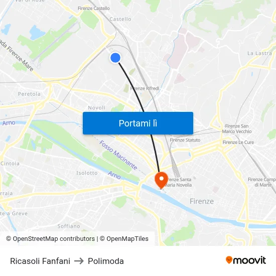 Ricasoli Fanfani to Polimoda map
