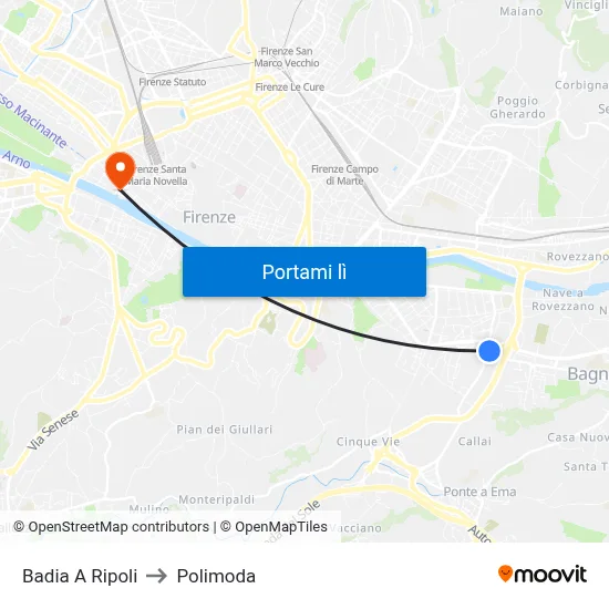 Badia A Ripoli to Polimoda map