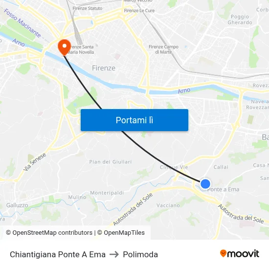 Chiantigiana Ponte A Ema to Polimoda map