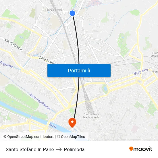 Santo Stefano In Pane to Polimoda map