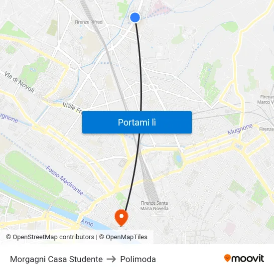 Morgagni Casa Studente to Polimoda map