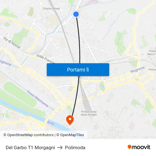 Del Garbo T1 Morgagni to Polimoda map