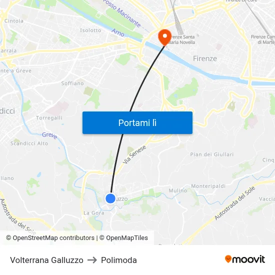 Volterrana Galluzzo to Polimoda map