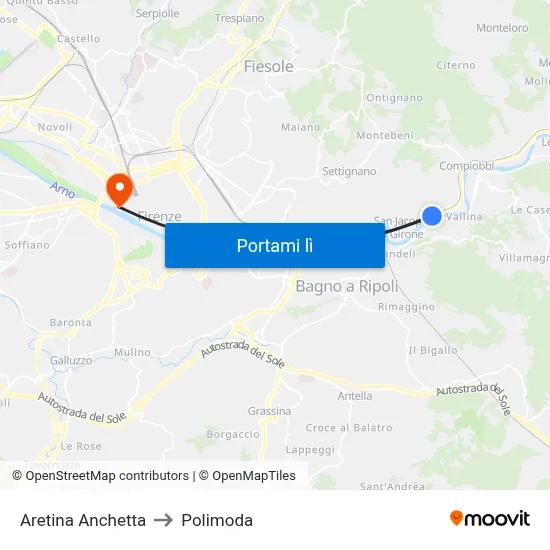 Aretina Anchetta to Polimoda map