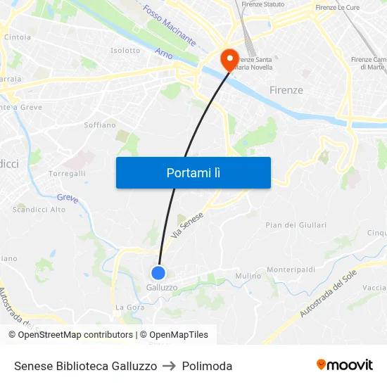 Senese Biblioteca Galluzzo to Polimoda map