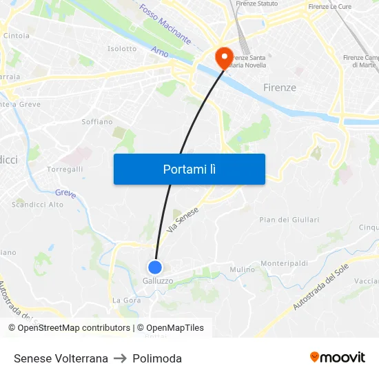 Senese Volterrana to Polimoda map