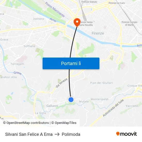 Silvani San Felice A Ema to Polimoda map