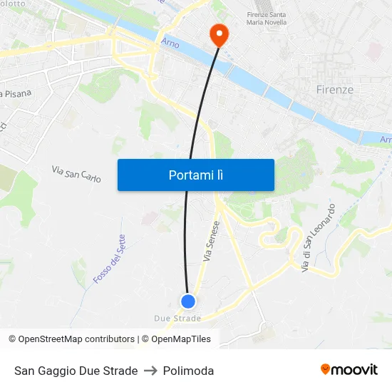 San Gaggio Due Strade to Polimoda map