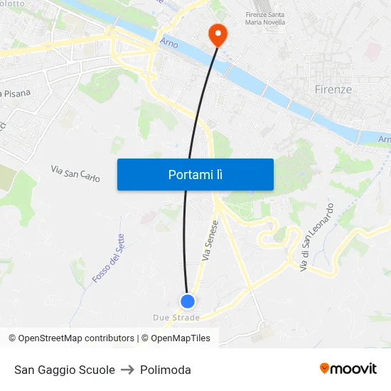 San Gaggio Scuole to Polimoda map