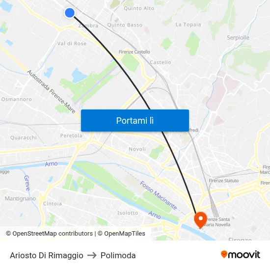 Ariosto Di Rimaggio to Polimoda map
